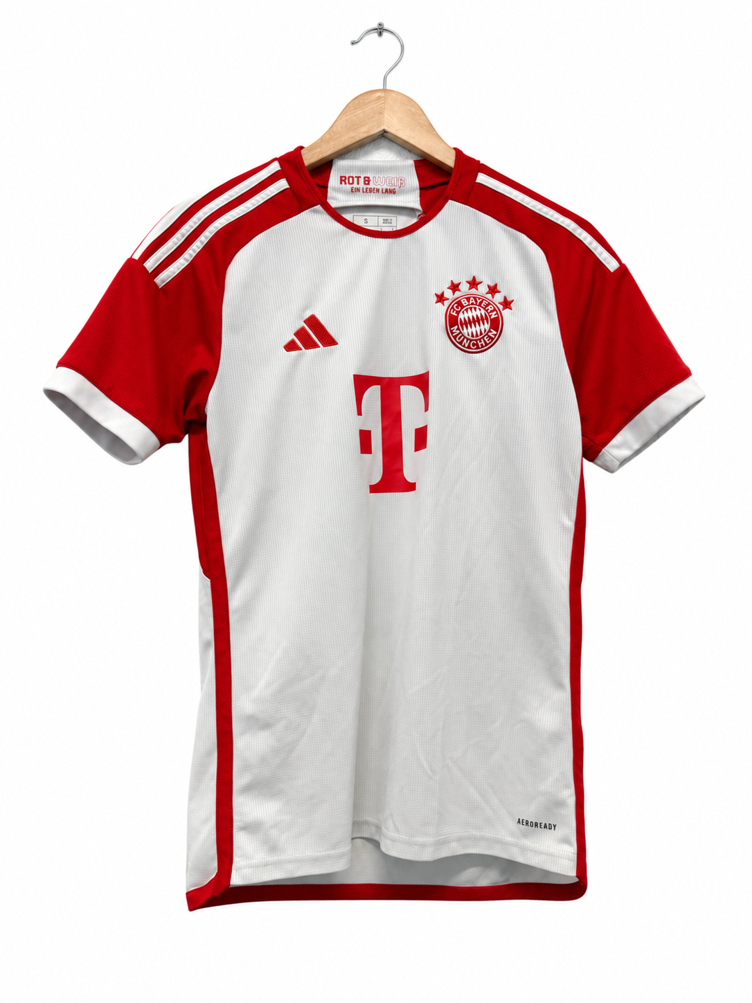 Bayern Munich 2023/24 thuisshirt maat S met De Ligt #4, voorkant