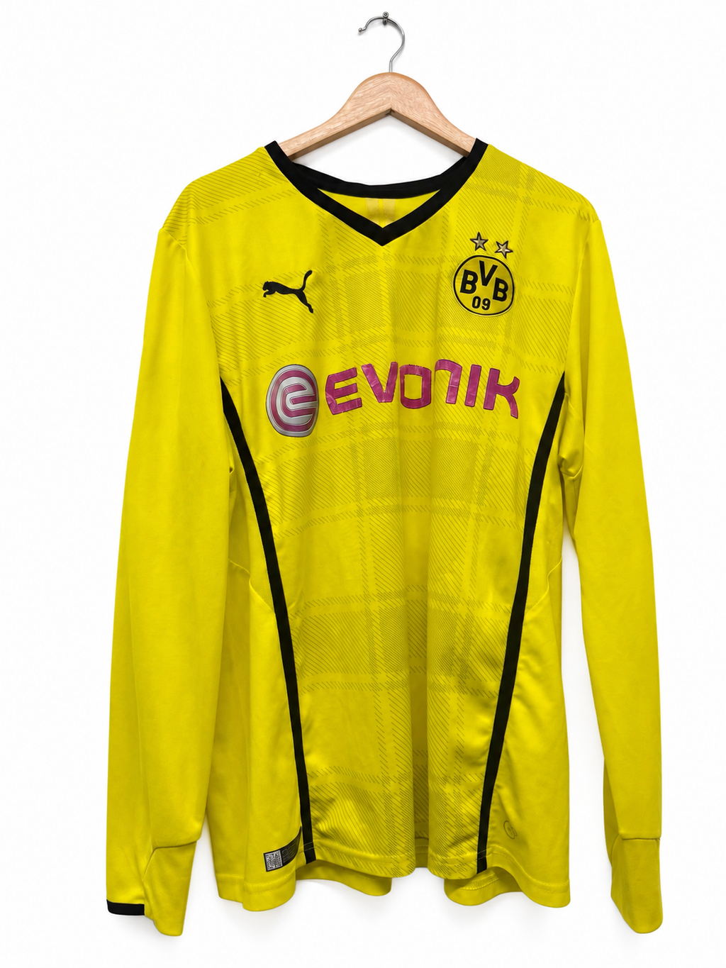 Borussia Dortmund 2013/14 thuisshirt met lange mouwen maat XL met Lewandowski #9, voorkant