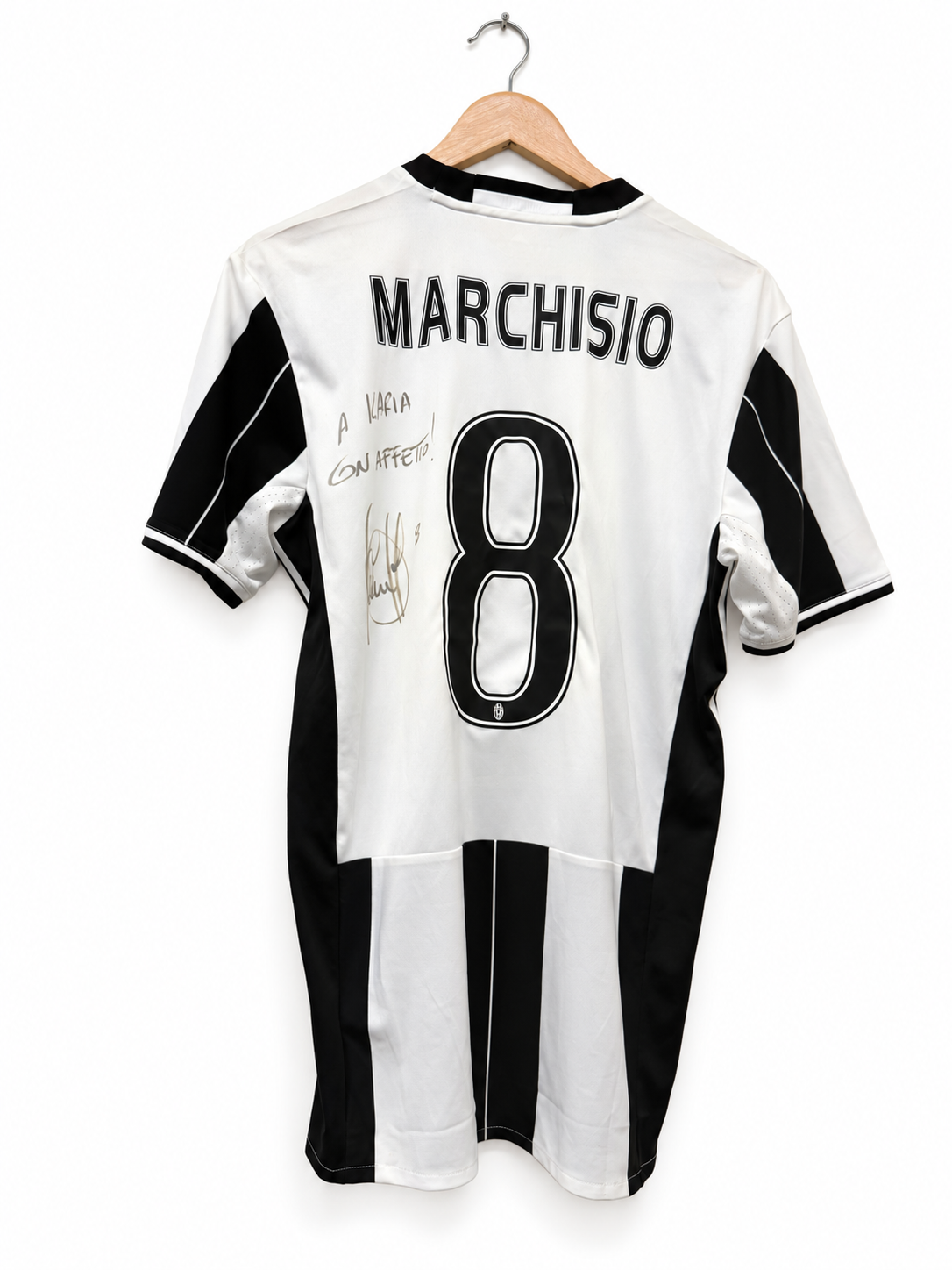 Juventus 2016/17 thuisshirt maat M met Marchisio #8 met handtekening, achterkant