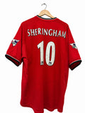 Manchester United 2000/02 thuisshirt maat XXL met Sheringham #10, achterkant
