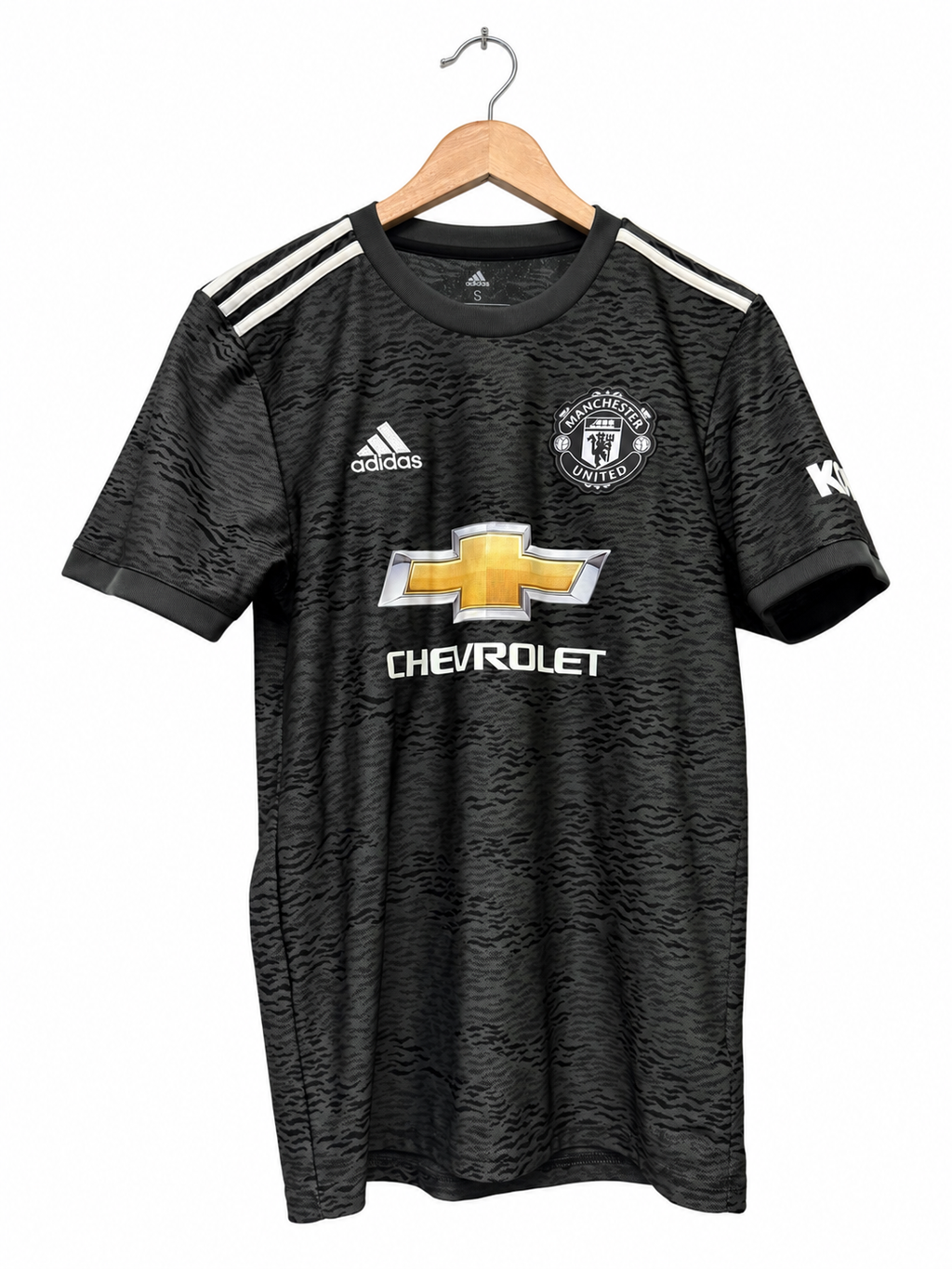 Manchester United 2020/21 uitshirt maat S met Bruno Fernandes #18, voorkant