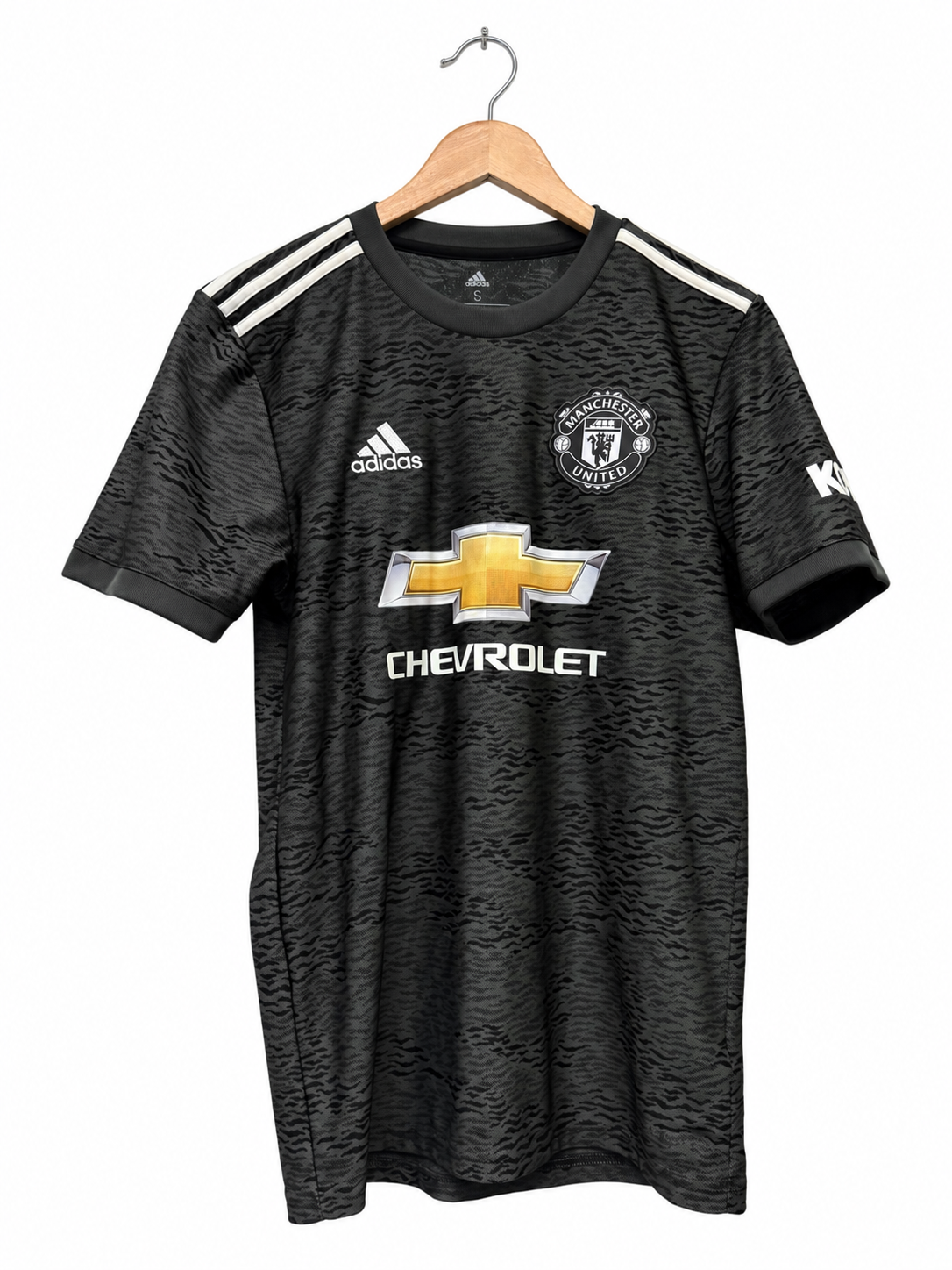Manchester United 2020/21 uitshirt maat S met Bruno Fernandes #18, voorkant
