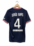 PSG 2021/22 thuisshirt maat S met Sergio Ramos #4, achterkant